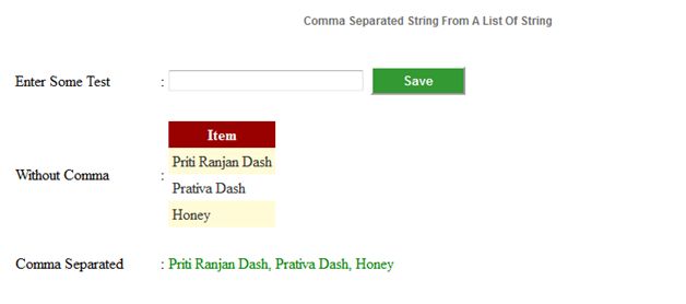 Create a Comma Separated String from A List of String in asp.net